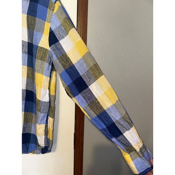 INSERCH Mens Long Sleeve New Multi Color Plaid Shirt 100% LinenSize Large - Picture 5 of 13